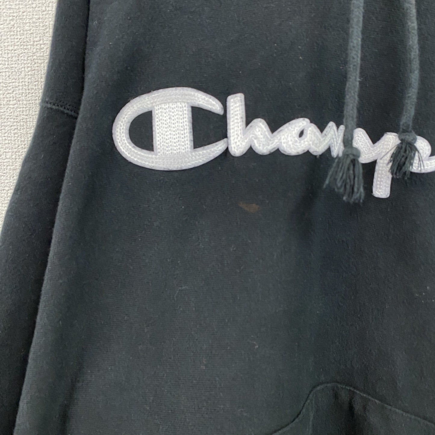 Champion　チャンピオン　リバースウィーブ　スウェットパーカー/フーディー　デカロゴ　黒　ブラック　XLサイズ