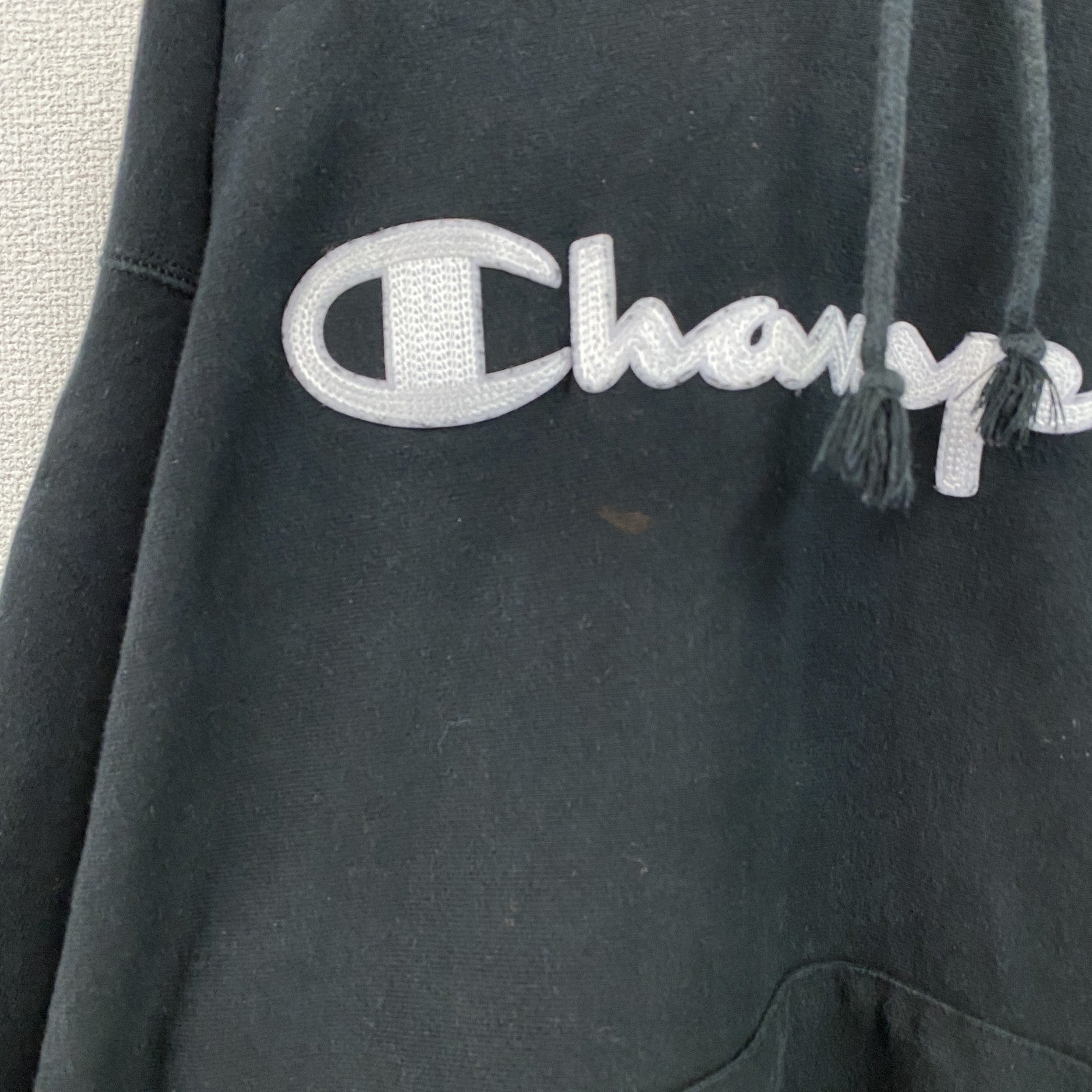 Champion　チャンピオン　リバースウィーブ　スウェットパーカー/フーディー　デカロゴ　黒　ブラック　XLサイズ