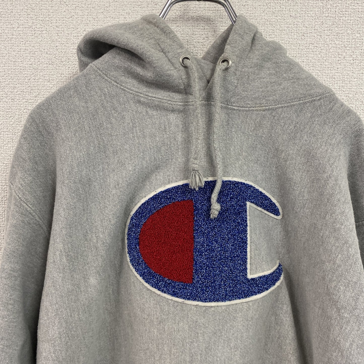 Champion　チャンピオン　リバースウィーブ　スウェットパーカー/フーディー　デカロゴ　霜降りグレー　Lサイズ