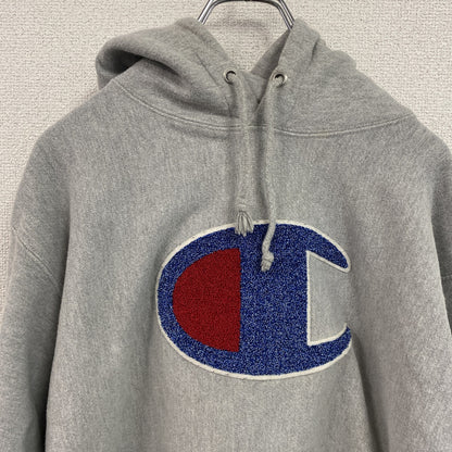 Champion　チャンピオン　リバースウィーブ　スウェットパーカー/フーディー　デカロゴ　霜降りグレー　Lサイズ