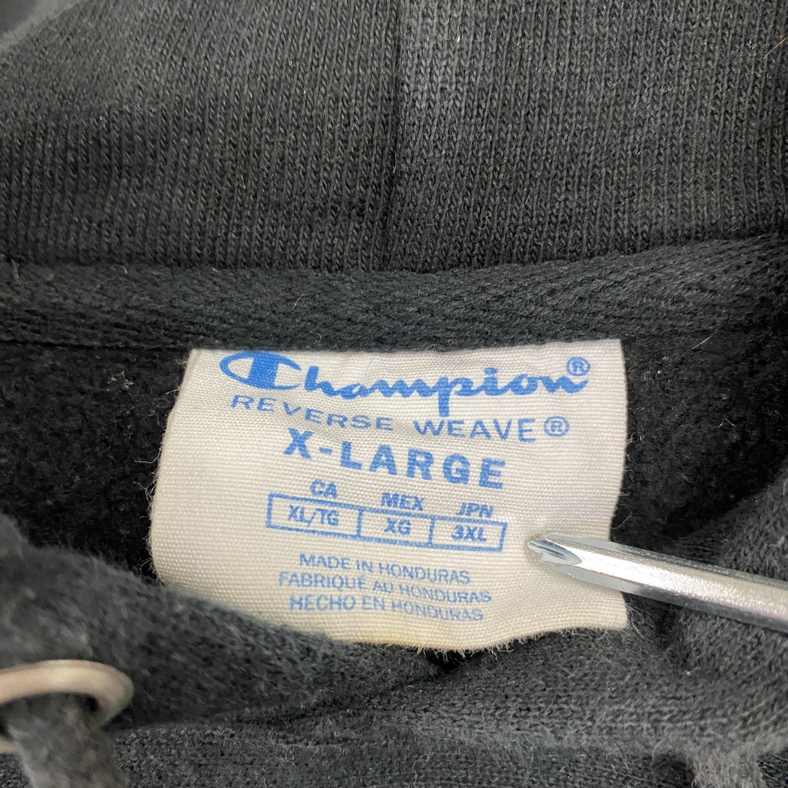 Champion　チャンピオン　リバースウィーブ　スウェットパーカー/フーディー　デカロゴ　黒　ブラック　XLサイズ