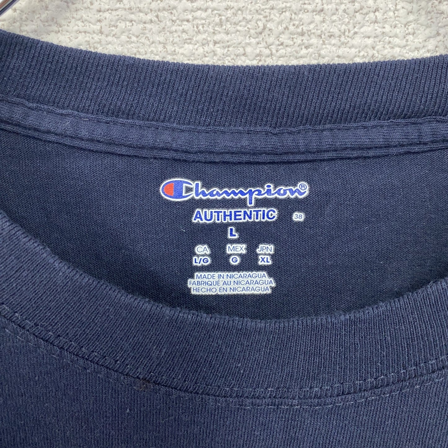 古着 used　champion チャンピオン　半袖カレッジプリントTシャツ　ウエストヴァージニア大学　ネイビー　Lサイズ