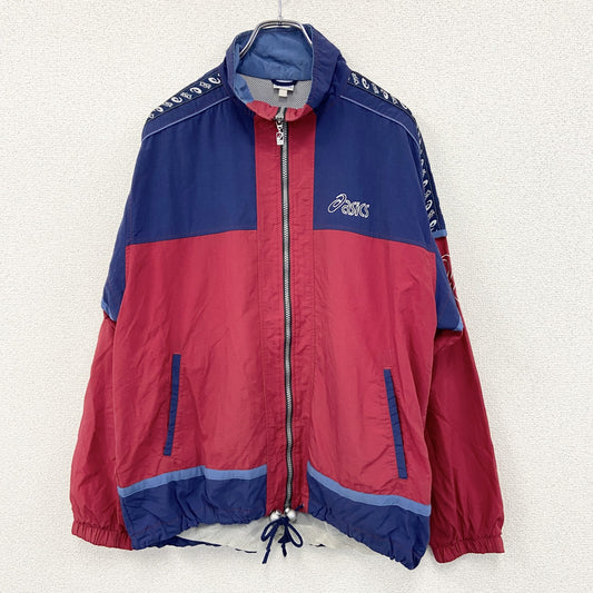 ～90s　ASICS　アシックス　フルジップジャケット　ヴィンテージ　青　ブルー　赤　レッド