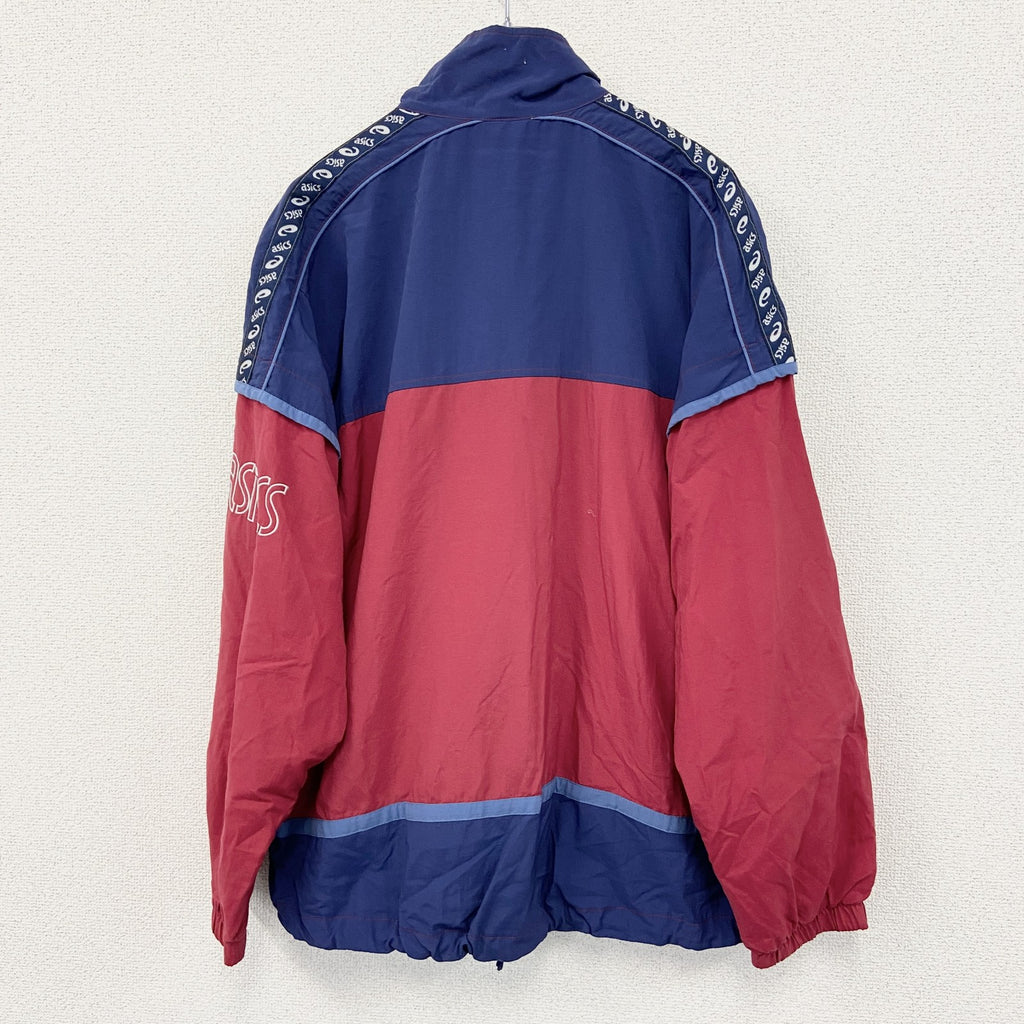～90s　ASICS　アシックス　フルジップジャケット　ヴィンテージ　青　ブルー　赤　レッド