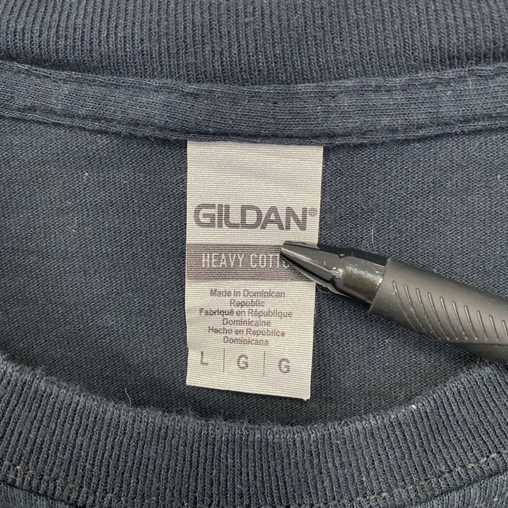 古着 used　GILDAN ギルダン　半袖プリントTシャツ　カウボーイ　馬　クルーネック　春夏服　レトロ　黒　ブラック　Lサイズ