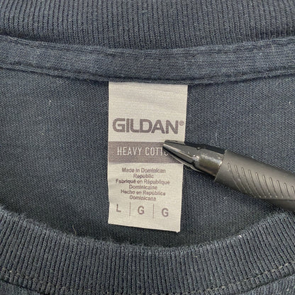古着 used　GILDAN ギルダン　半袖プリントTシャツ　カウボーイ　馬　クルーネック　春夏服　レトロ　黒　ブラック　Lサイズ