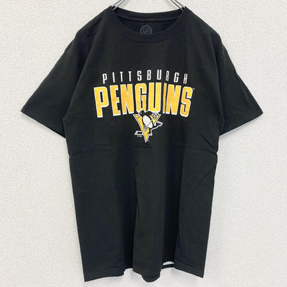 古着 used　半袖プリントTシャツ　NHL　ピッツバーグ・ペンギンズ　チームロゴ　ホッケー　レトロ　ブラック　黒　Mサイズ