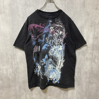 古着 used　anchorblue　半袖クルーネックプリントTシャツ　y2k　バックプリント　レトロデザイン　黒　Mサイズ