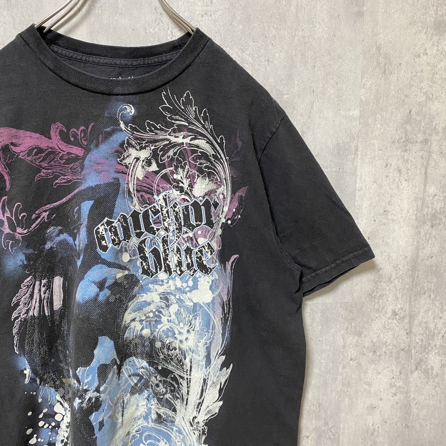 古着 used　anchorblue　半袖クルーネックプリントTシャツ　y2k　バックプリント　レトロデザイン　黒　Mサイズ