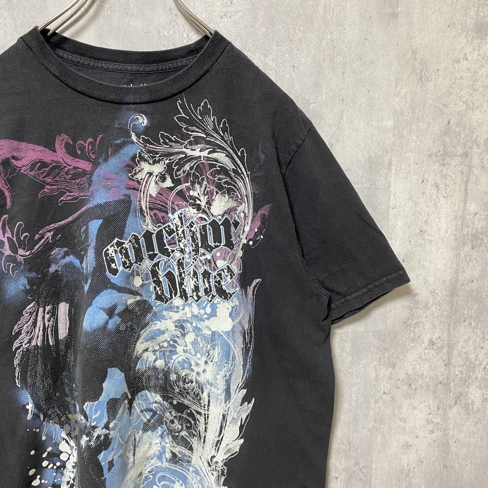古着 used　anchorblue　半袖クルーネックプリントTシャツ　y2k　バックプリント　レトロデザイン　黒　Mサイズ
