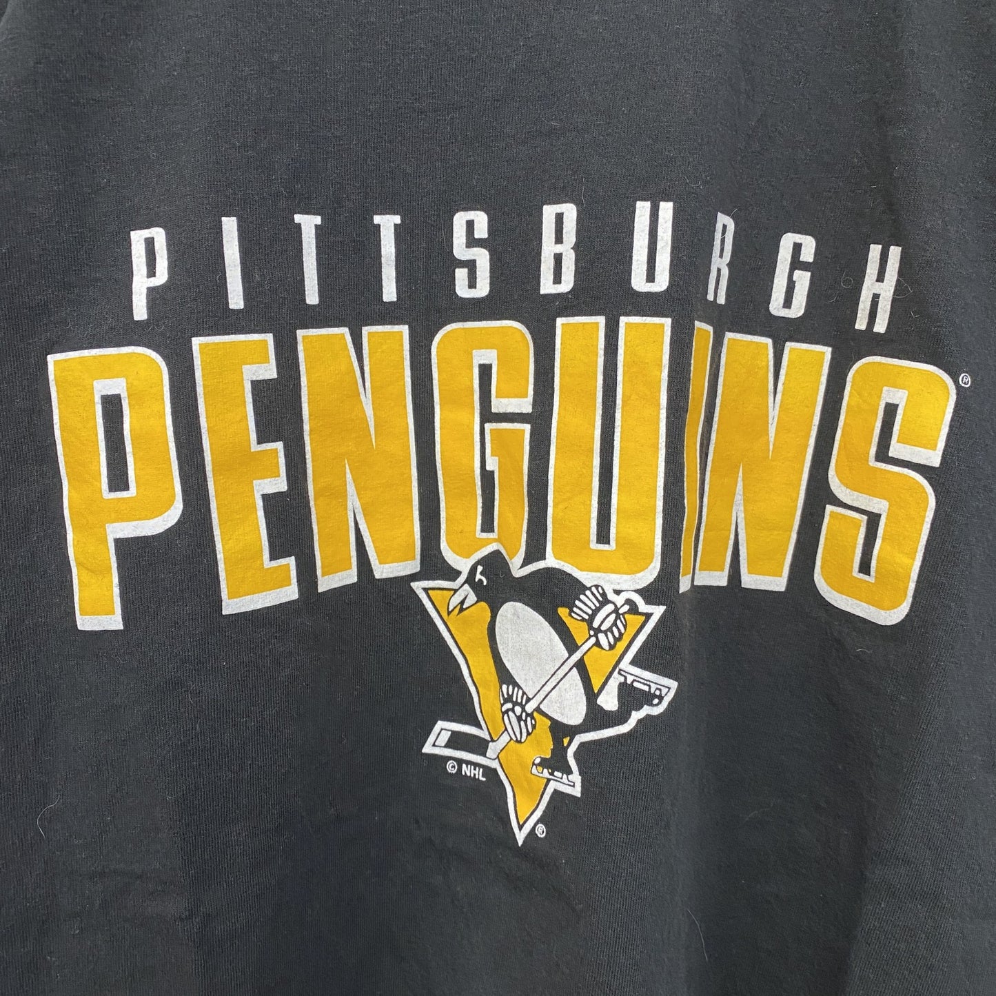 古着 used　半袖プリントTシャツ　NHL　ピッツバーグ・ペンギンズ　チームロゴ　ホッケー　レトロ　ブラック　黒　Mサイズ