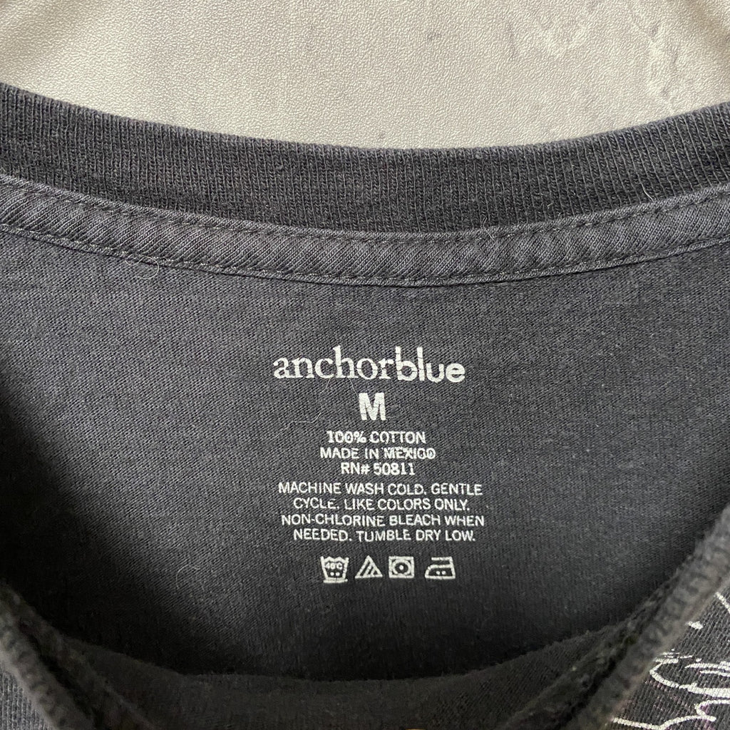 古着 used　anchorblue　半袖クルーネックプリントTシャツ　y2k　バックプリント　レトロデザイン　黒　Mサイズ
