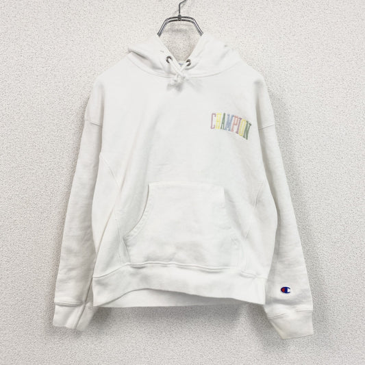 Champion　チャンピオン　リバースウィーブ　スウェットパーカー/フーディー　刺繍ロゴ　デカロゴ　現行　白　ホワイト　Sサイズ