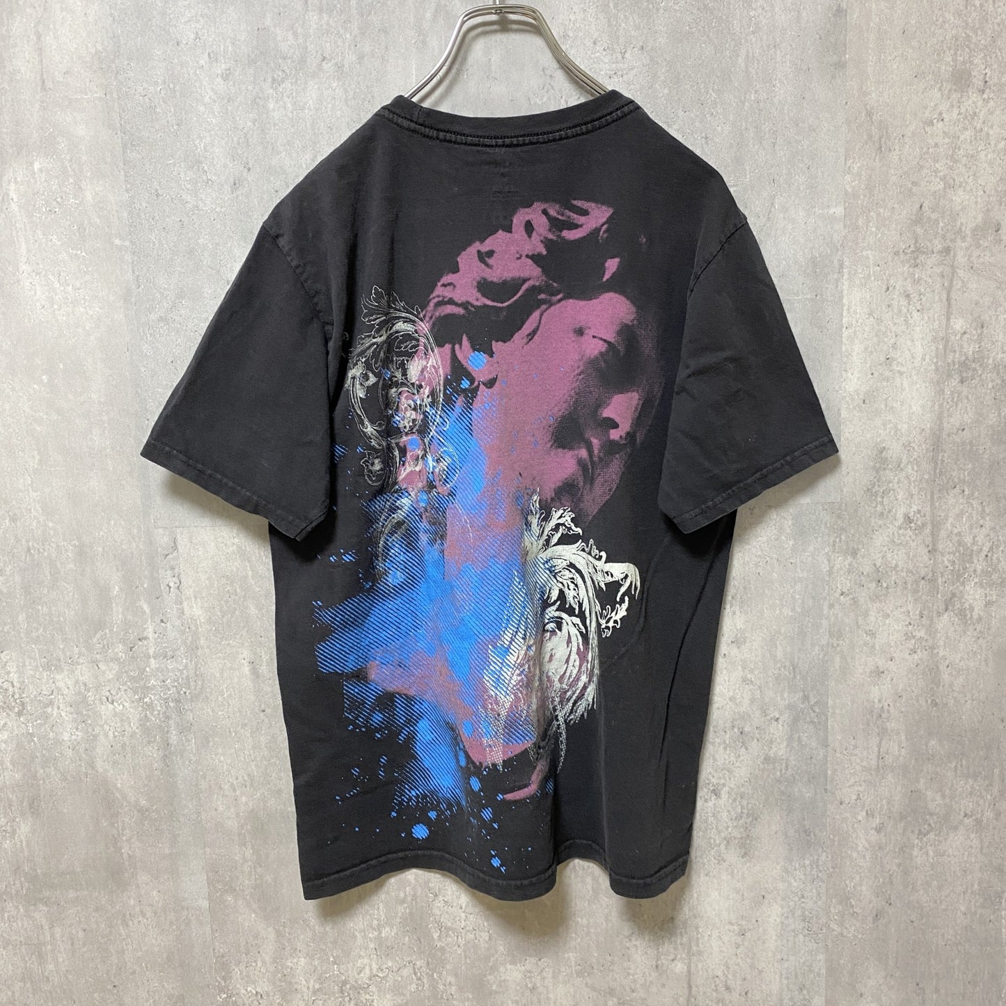 古着 used　anchorblue　半袖クルーネックプリントTシャツ　y2k　バックプリント　レトロデザイン　黒　Mサイズ