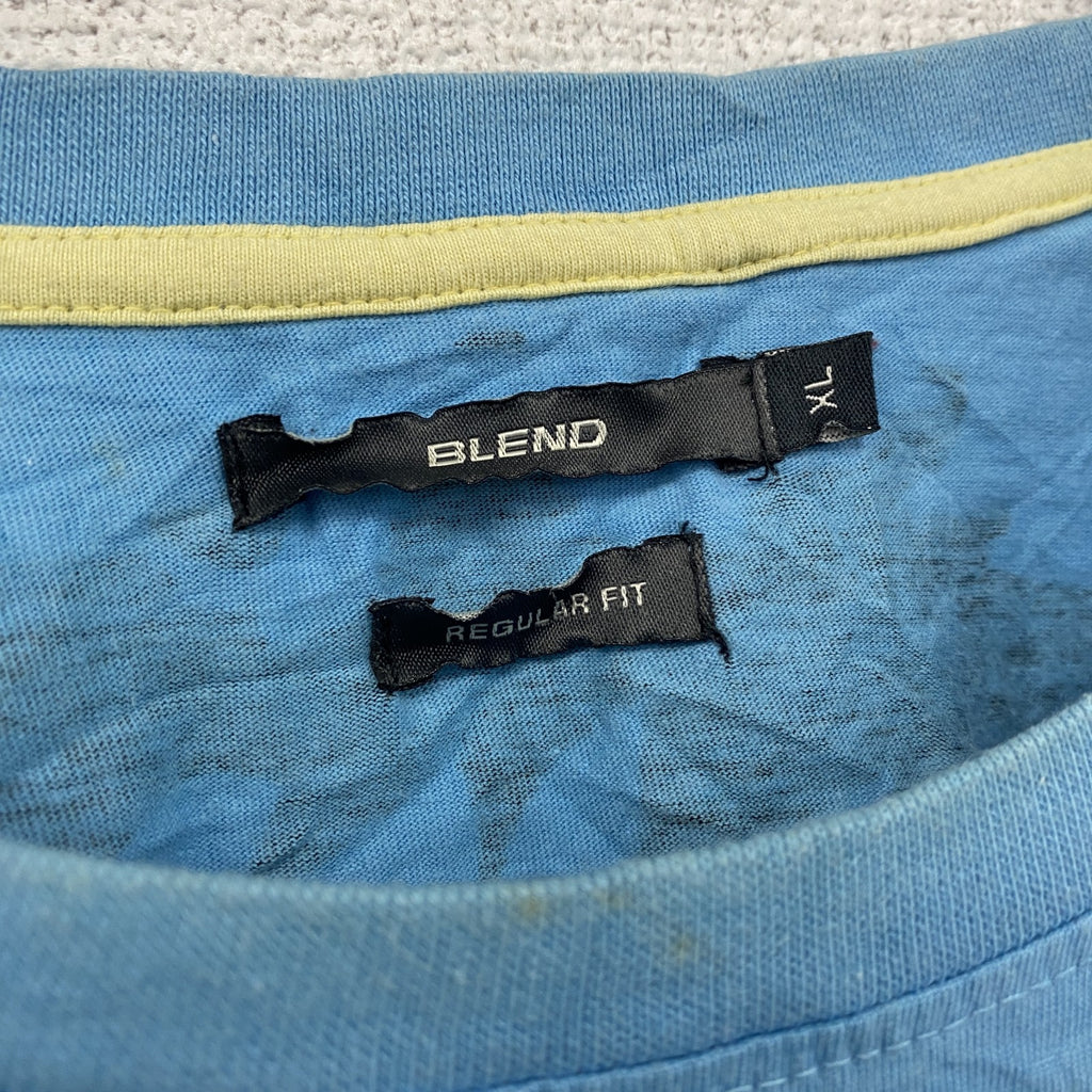 BLEND　半袖プリントアニマルTシャツ　シングルステッチ　EdHardy風　虎　水色　ライトブルー　XLサイズ