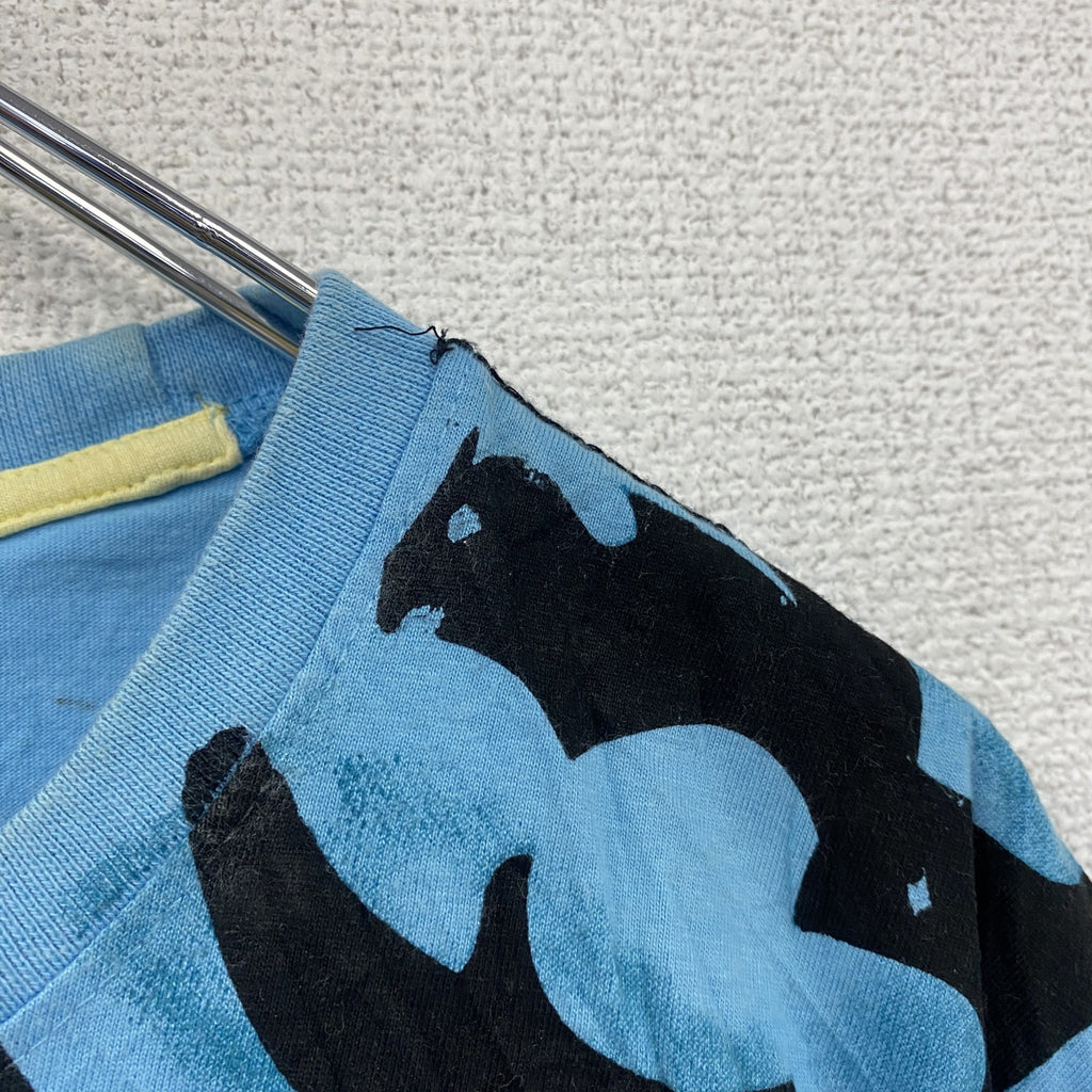BLEND　半袖プリントアニマルTシャツ　シングルステッチ　EdHardy風　虎　水色　ライトブルー　XLサイズ