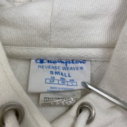 Champion　チャンピオン　リバースウィーブ　スウェットパーカー/フーディー　刺繍ロゴ　デカロゴ　現行　白　ホワイト　Sサイズ