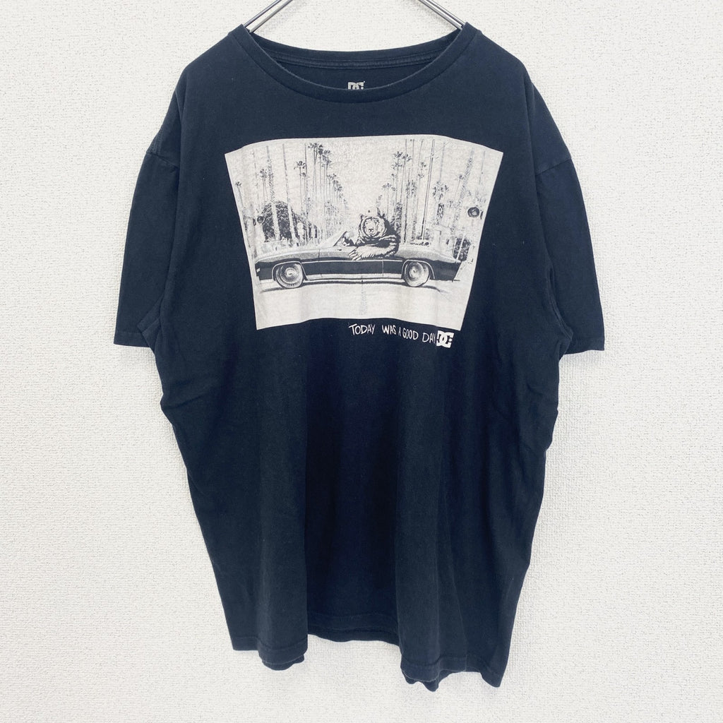 古着 used　DC ディーシー　半袖プリントTシャツ　ベアー　車　ビッグT　クルーネック　春夏服　レトロ　黒　XLサイズ
