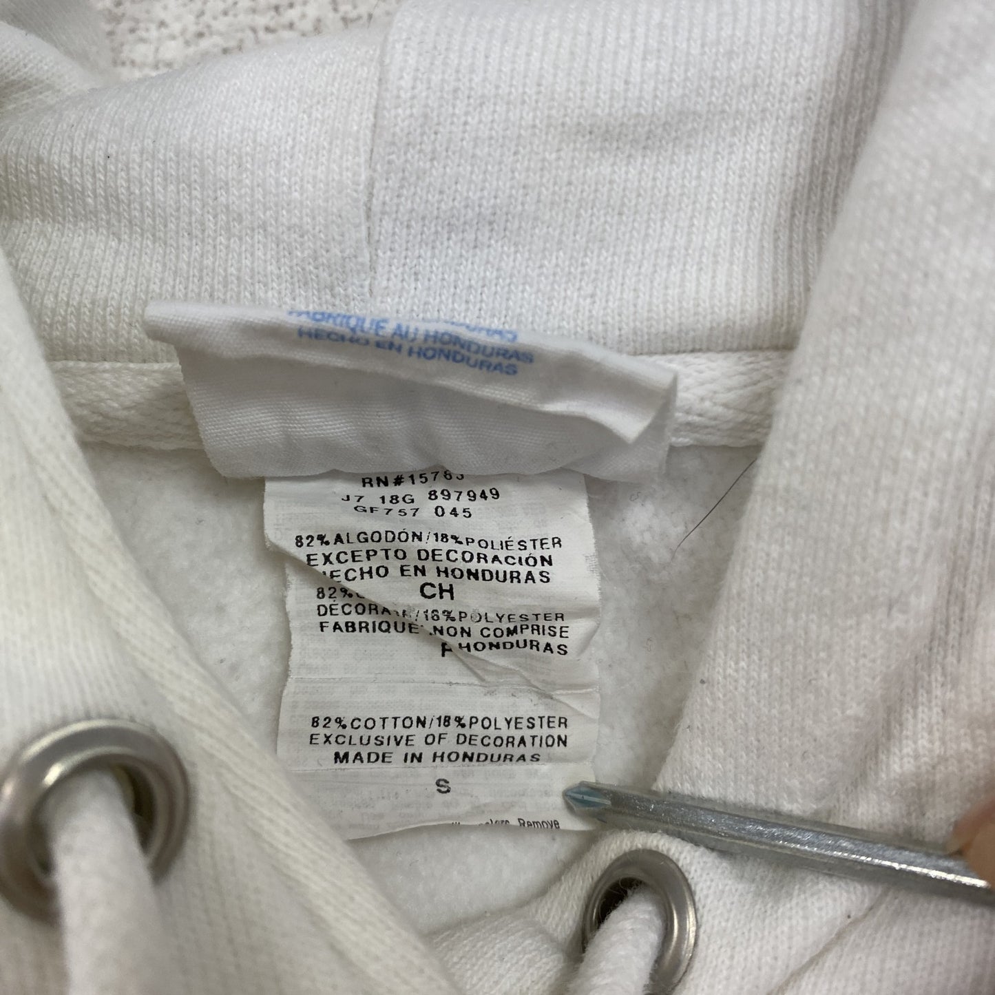 Champion　チャンピオン　リバースウィーブ　スウェットパーカー/フーディー　刺繍ロゴ　デカロゴ　現行　白　ホワイト　Sサイズ