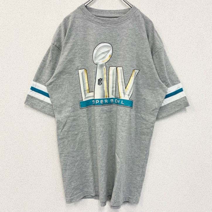 古着 used　Majestic　NFL　半袖オフィシャルプリントTシャツ　SUPER BOWL　クルーネック　グレー　Lサイズ