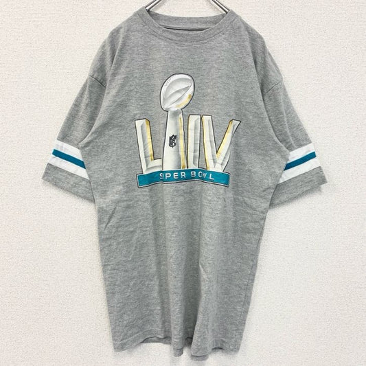 古着 used　Majestic　NFL　半袖オフィシャルプリントTシャツ　SUPER BOWL　クルーネック　グレー　Lサイズ