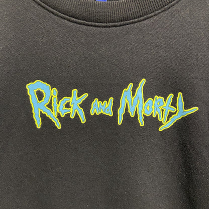古着 used　H&M　長袖キャラクタープリントスウェット　トレーナー　Rick and Morty　バックプリント　黒　Sサイズ