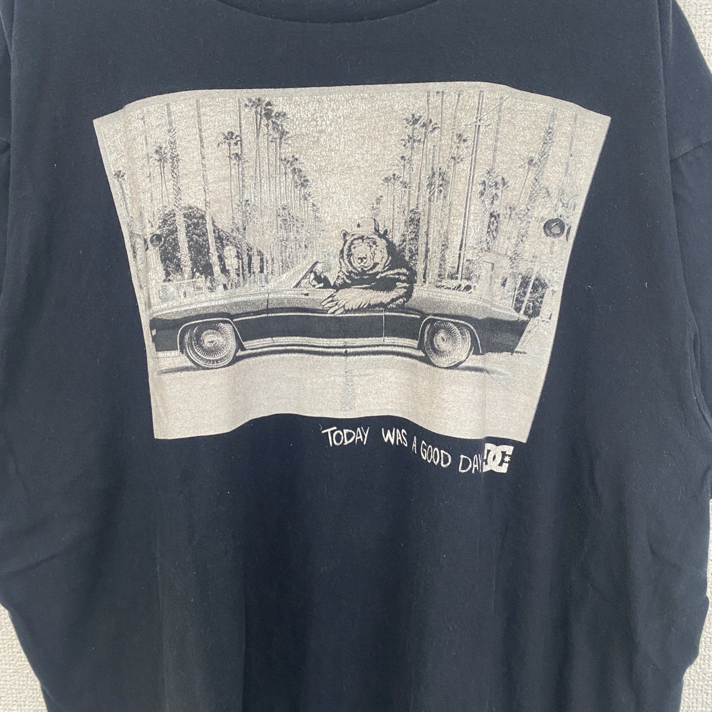 古着 used　DC ディーシー　半袖プリントTシャツ　ベアー　車　ビッグT　クルーネック　春夏服　レトロ　黒　XLサイズ