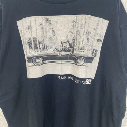 古着 used　DC ディーシー　半袖プリントTシャツ　ベアー　車　ビッグT　クルーネック　春夏服　レトロ　黒　XLサイズ