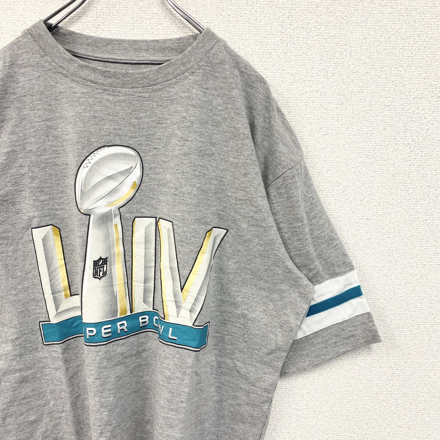 古着 used　Majestic　NFL　半袖オフィシャルプリントTシャツ　SUPER BOWL　クルーネック　グレー　Lサイズ