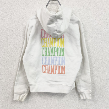 Champion　チャンピオン　リバースウィーブ　スウェットパーカー/フーディー　刺繍ロゴ　デカロゴ　現行　白　ホワイト　Sサイズ