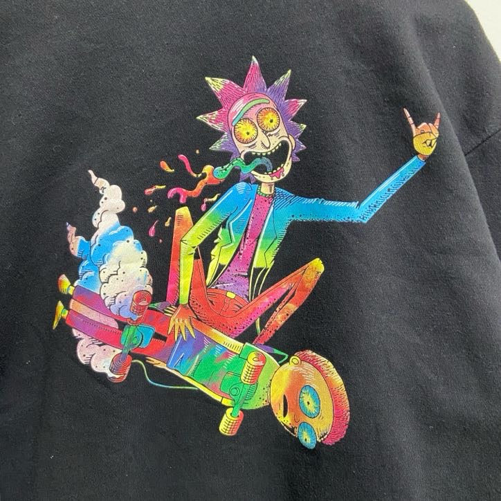 古着 used　H&M　長袖キャラクタープリントスウェット　トレーナー　Rick and Morty　バックプリント　黒　Sサイズ