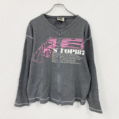 B.O.H.G. ORIGINAL CLOTHING　フルジップ長袖Tシャツ/サーマルロンT　ワッフル　グレー　Mサイズ