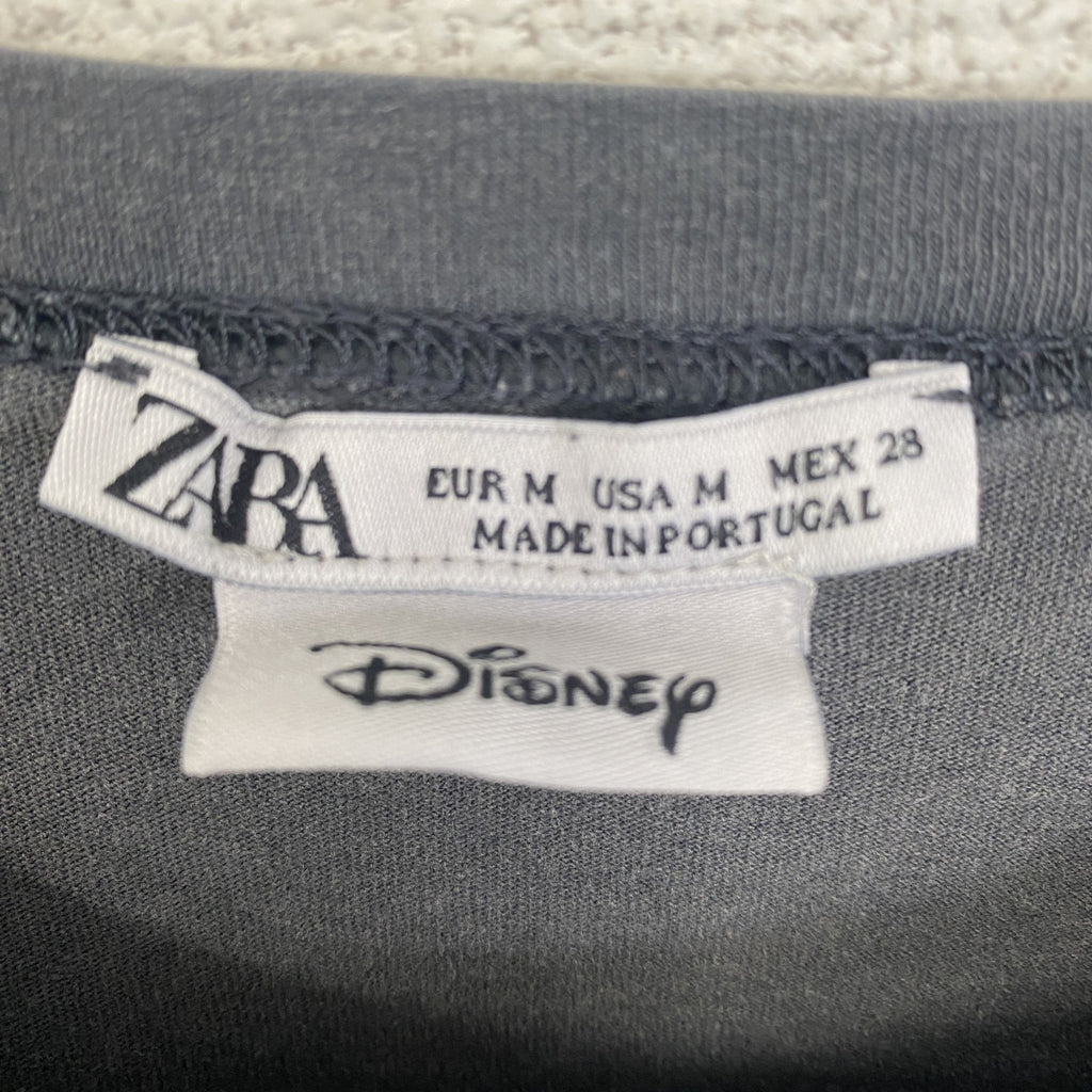 古着 used　ZARA　半袖プリントTシャツ　Disney　ミッキー　ミニー　デイジー　クルーネック　春夏服　　灰色　Mサイズ