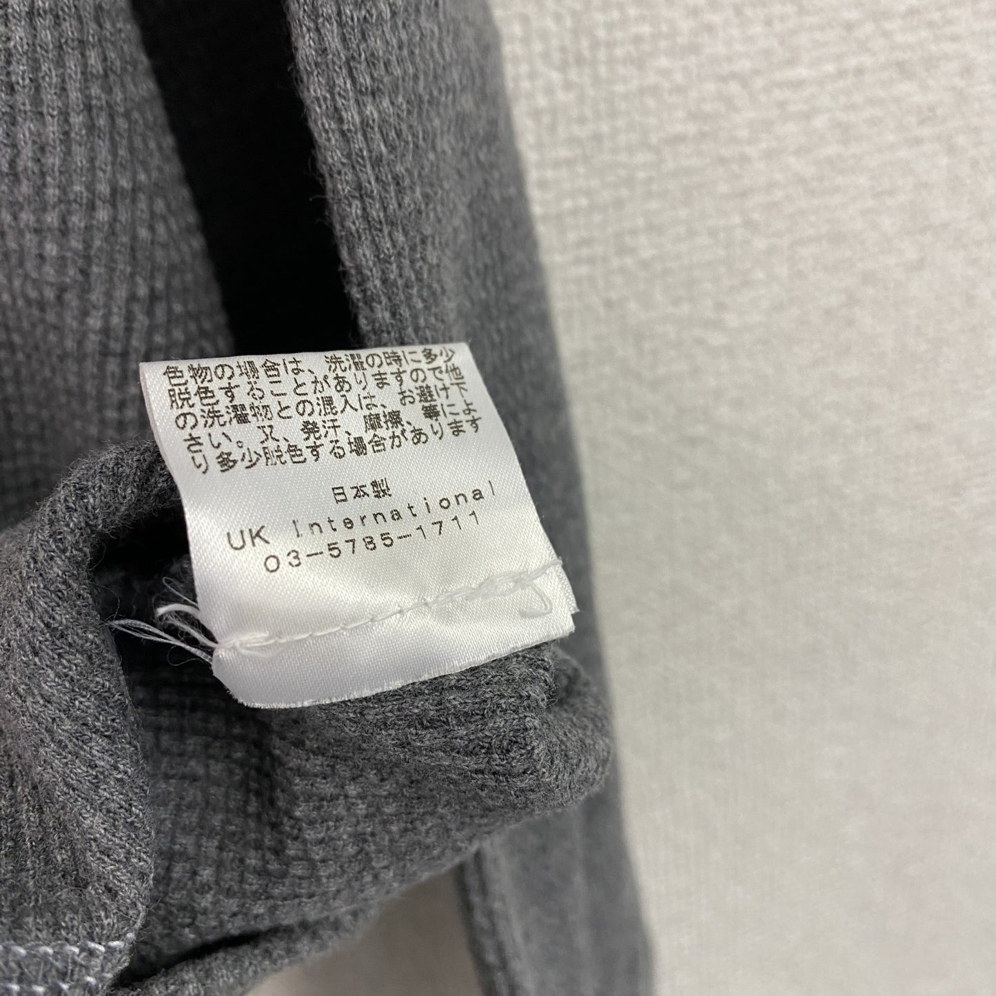 B.O.H.G. ORIGINAL CLOTHING　フルジップ長袖Tシャツ/サーマルロンT　ワッフル　グレー　Mサイズ