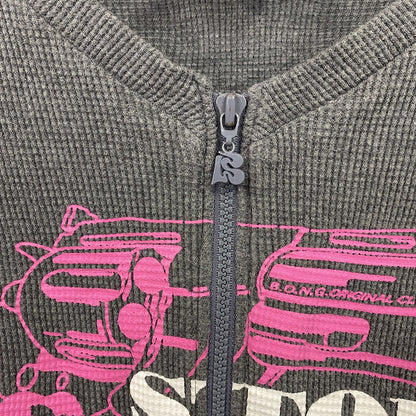B.O.H.G. ORIGINAL CLOTHING　フルジップ長袖Tシャツ/サーマルロンT　ワッフル　グレー　Mサイズ