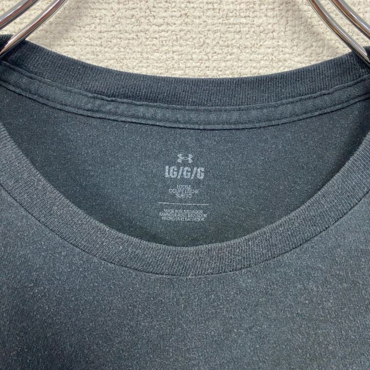 古着 used　UNDER ARMOUR アンダーアーマー　半袖ワンポイントTシャツ　バックプリント　黒　ブラック　Lサイズ　