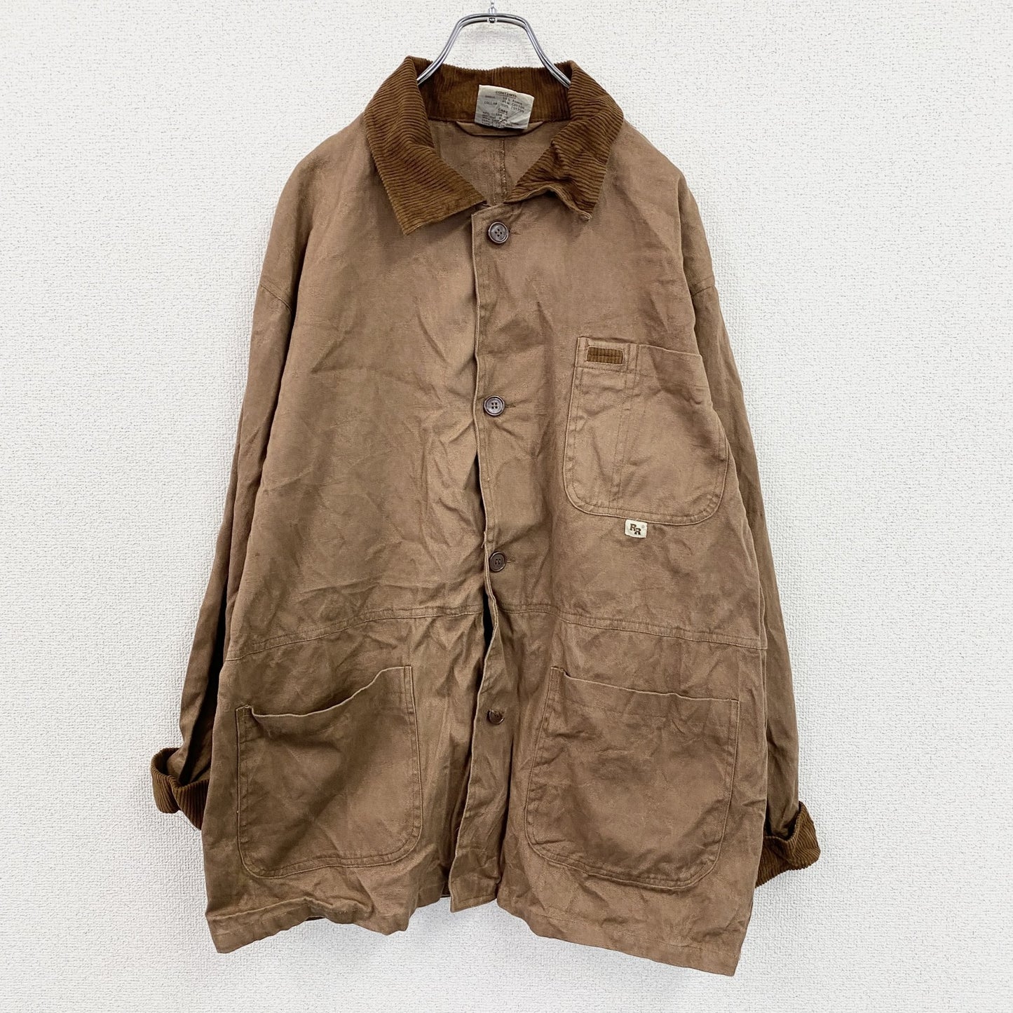 90s～　RUGGED RUN　カバーオール　ハンティングジャケット　コーデュロイカラー　茶色　ブラウン　Lサイズ