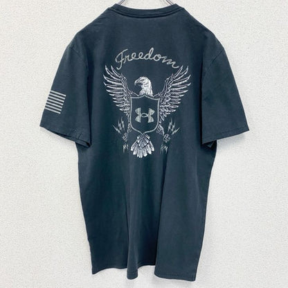 古着 used　UNDER ARMOUR アンダーアーマー　半袖ワンポイントTシャツ　バックプリント　黒　ブラック　Lサイズ　