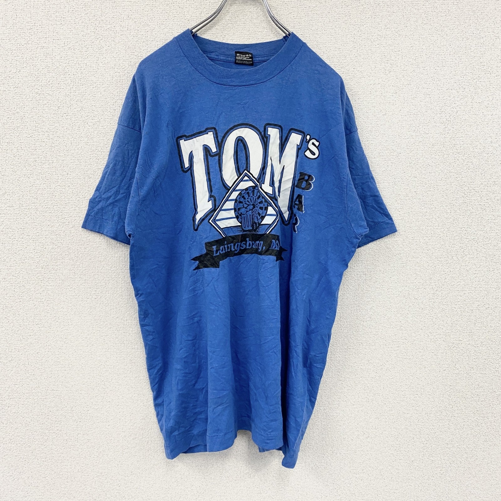 90s　BEST　Fruit of the Loom　半袖プリントTシャツ　シングルステッチ　ヴィンテージ　青　ブルー　XLサイズ
