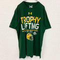古着 used　UNDER ARMOUR アンダーアーマー　半袖プリントTシャツ　NCAA　アメフト　クルーネック　緑　Lサイズ