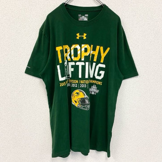 古着 used　UNDER ARMOUR アンダーアーマー　半袖プリントTシャツ　NCAA　アメフト　クルーネック　緑　Lサイズ