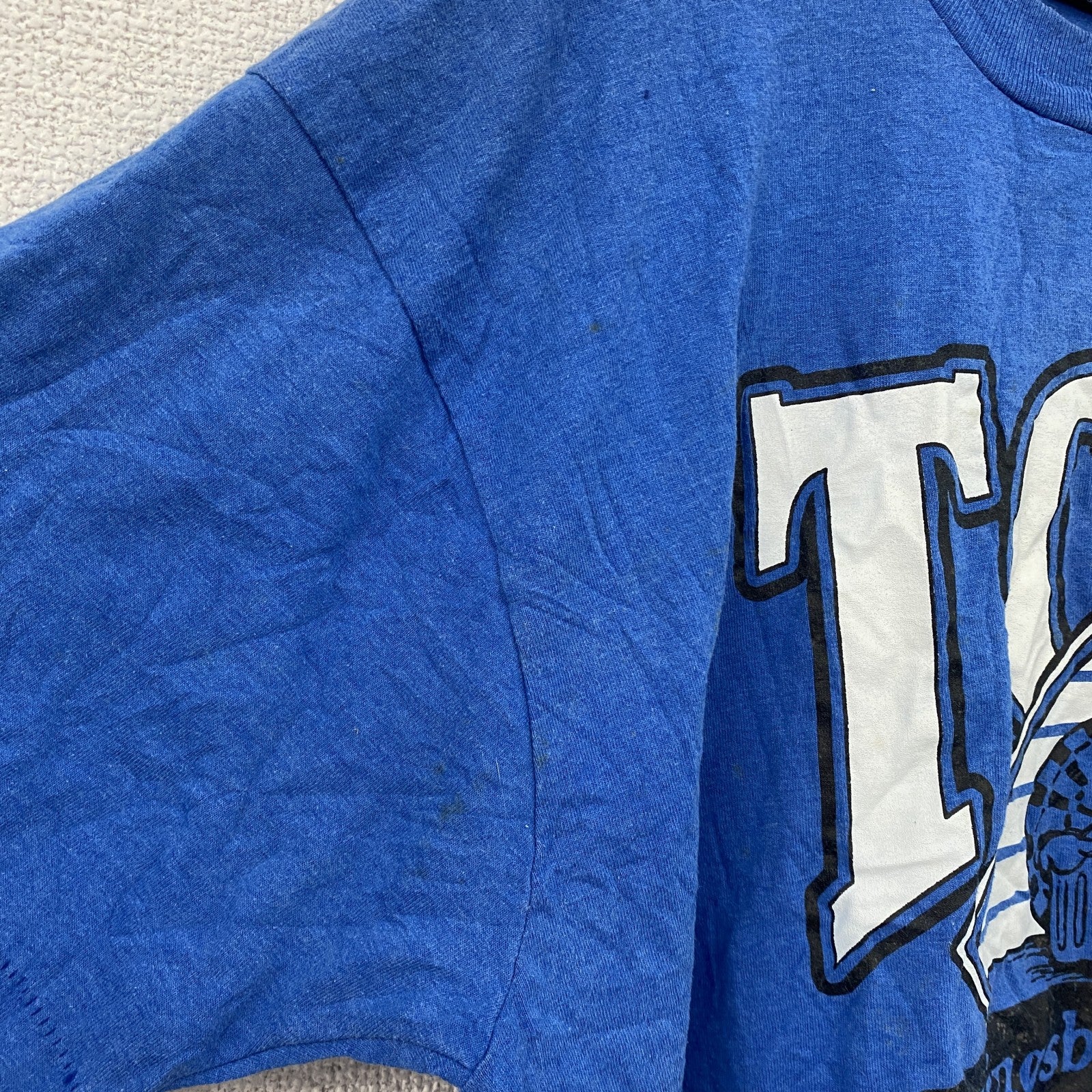 90s　BEST　Fruit of the Loom　半袖プリントTシャツ　シングルステッチ　ヴィンテージ　青　ブルー　XLサイズ