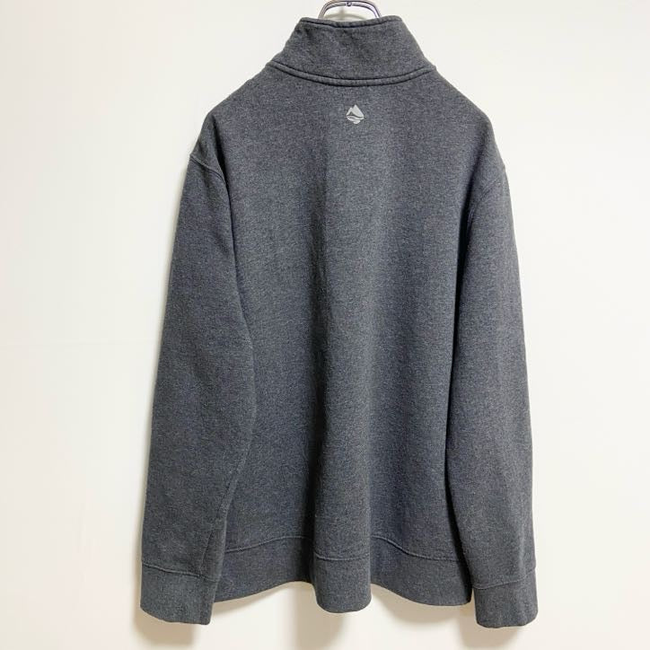 OCEANCOAST　ハーフジップスウェット/トレーナー　ワンポイント　モノクロ　ビッグシルエット　ダークグレー　Mサイズ