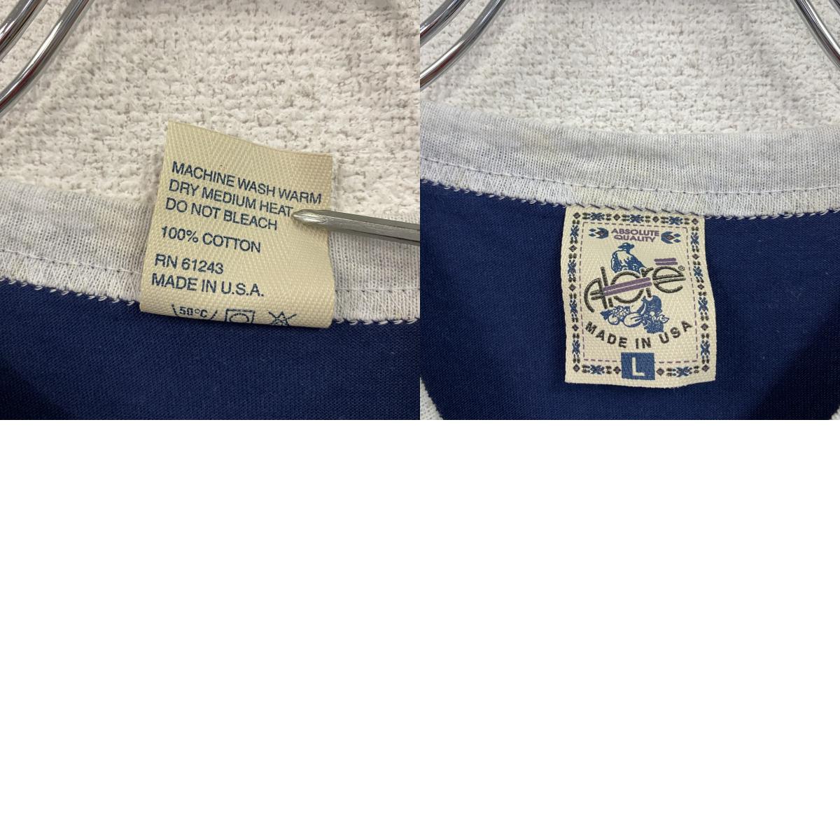 Alore　アローレ　半袖プリントTシャツ　グレー　紺　ネイビー　Lサイズ