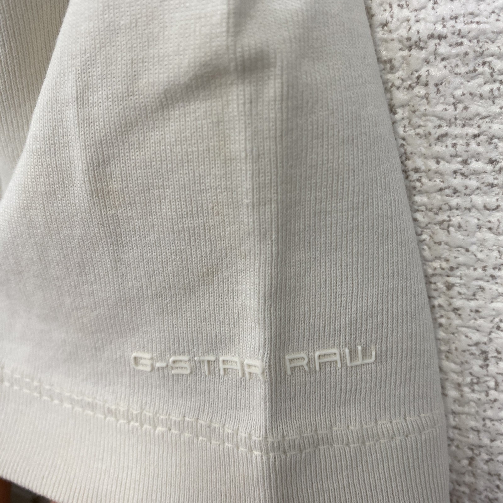 古着 used　G-STAR ROW　半袖ビッグロゴプリントTシャツ　クルーネック　春夏服　白　カジュアルデザイン　Lサイズ