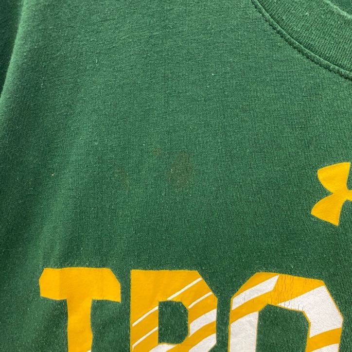 古着 used　UNDER ARMOUR アンダーアーマー　半袖プリントTシャツ　NCAA　アメフト　クルーネック　緑　Lサイズ