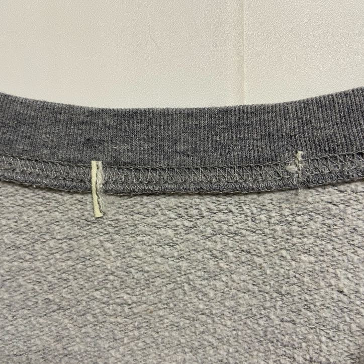 古着 used　長袖ロゴプリントスウェット　トレーナー　クルーネック　アルファベット　グレー　レトロデザイン　秋冬服