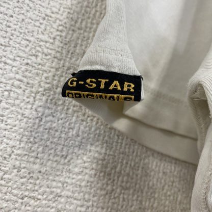 古着 used　G-STAR ROW　半袖ビッグロゴプリントTシャツ　クルーネック　春夏服　白　カジュアルデザイン　Lサイズ