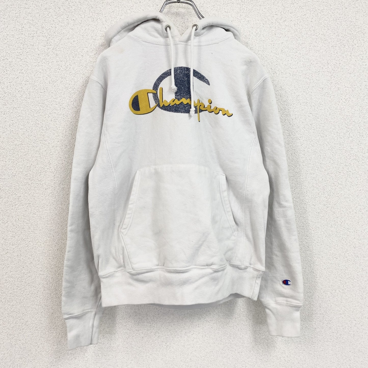 Champion　チャンピオン　リバースウィーブ　スウェットパーカー/フーディー　デカロゴ　白　ホワイト　Sサイズ
