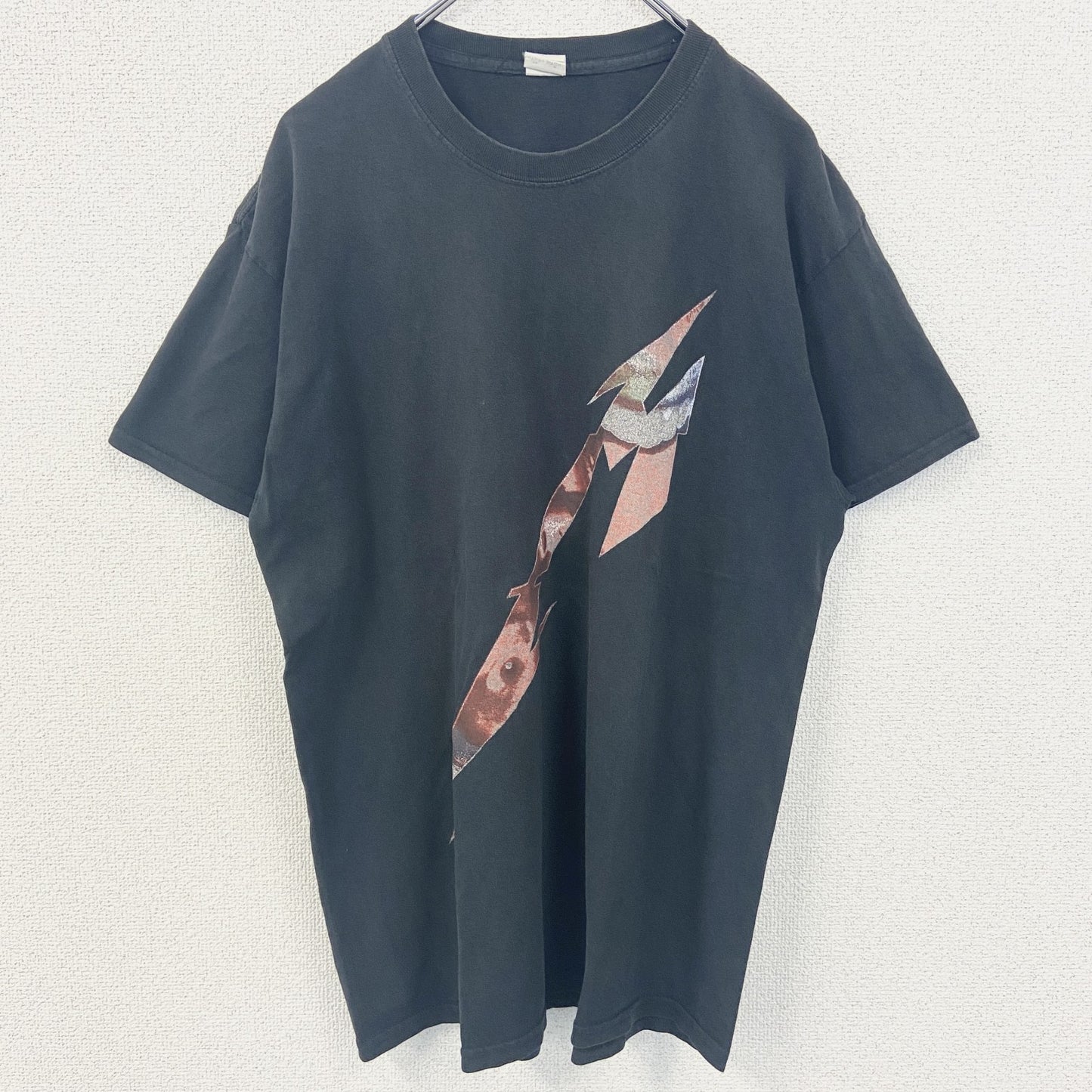 古着 used　GILDAN ギルダン　半袖バンドプリントTシャツ　メタリカ　ロゴT　クルーネック　黒　レトロデザイン　Lサイズ